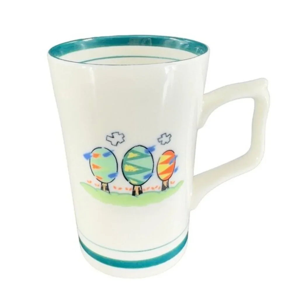 Ceramics Nari Sil Coffee‎ Mug Cup With Whimsical Trees Ceramic Porcelain Mug VTG